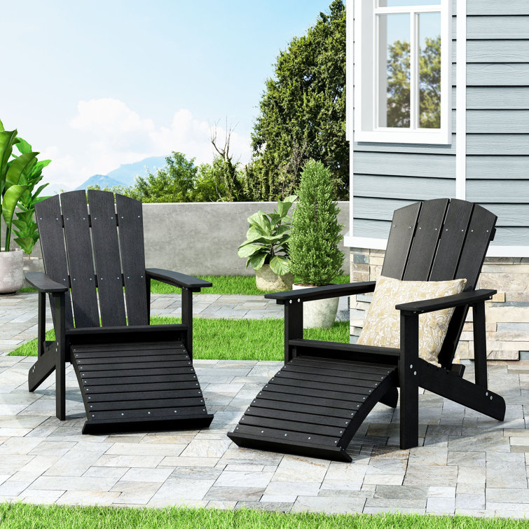 Longshore Tides Wood Folding Adirondack Chair with Ottoman & Reviews
